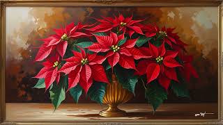 Red Poinsettias | Gold Frame TV Art &amp; 4K Screensaver | SSM Art