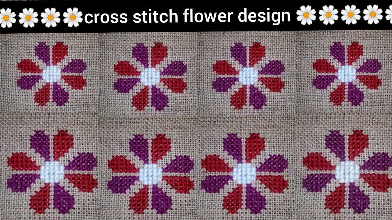 easy vorat ason design. simple cross stitch flower design ason. how to make woolen sitting mat.