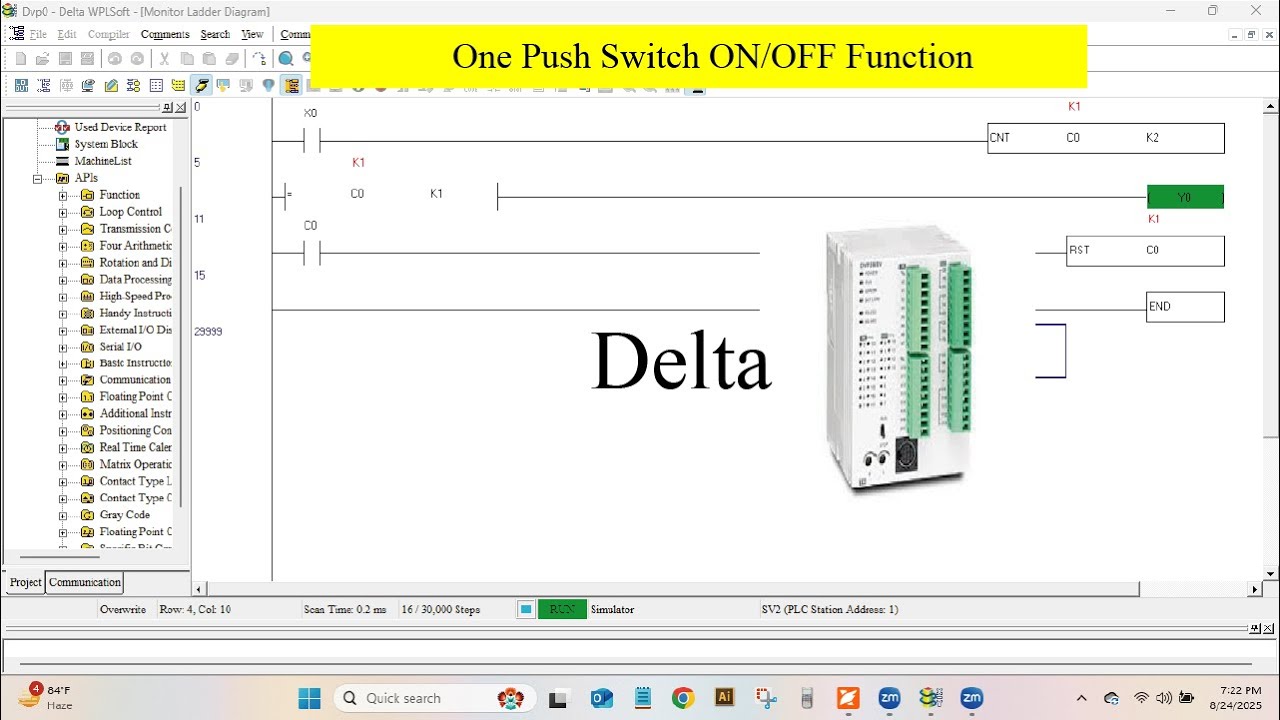 Delta PLC Tutorial 18_ One Push Switch ON/OFF Function - YouTube