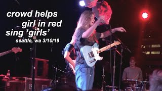 crowd helps girl in red sing ‘girls’ at the crocodile in seattle 3/10/19