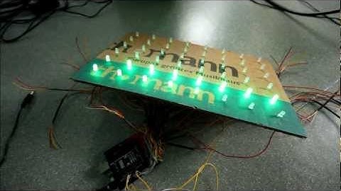 Arduino controlled 6x8 RGB led screen first test w/ RGB shield prototype