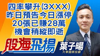 中視【股海飛揚】20210825 #葉子暘:四率攀升(3XXX) 昨日預告今日漲停 20張已賺28萬機會稍縱即逝 #中視 #中視新聞 #股海飛揚 #大華投顧
