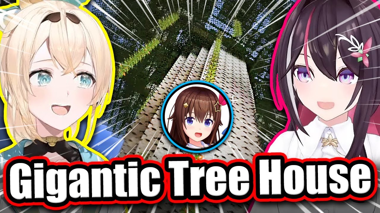 AZKi & Iroha Visit Sora's Huge Tree House In The Woods - New Holoserver Minecraft 【ENG Sub Hololive】