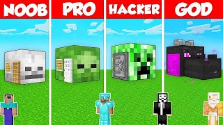 INSIDE MOB HEAD HOUSE BUILD CHALLENGE - Minecraft Battle: NOOB vs PRO vs HACKER vs GOD / Animation