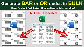 Barcodes & QR codes from Excel in Word (Full Tutorial) - Batch generate ID cards