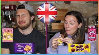 CANADIAN Couple Tries BRITISH Sweets (ROUND 3!!) | Britt&Nick