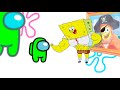 Mini crewmate kills 7 spongebob characters  among us animation