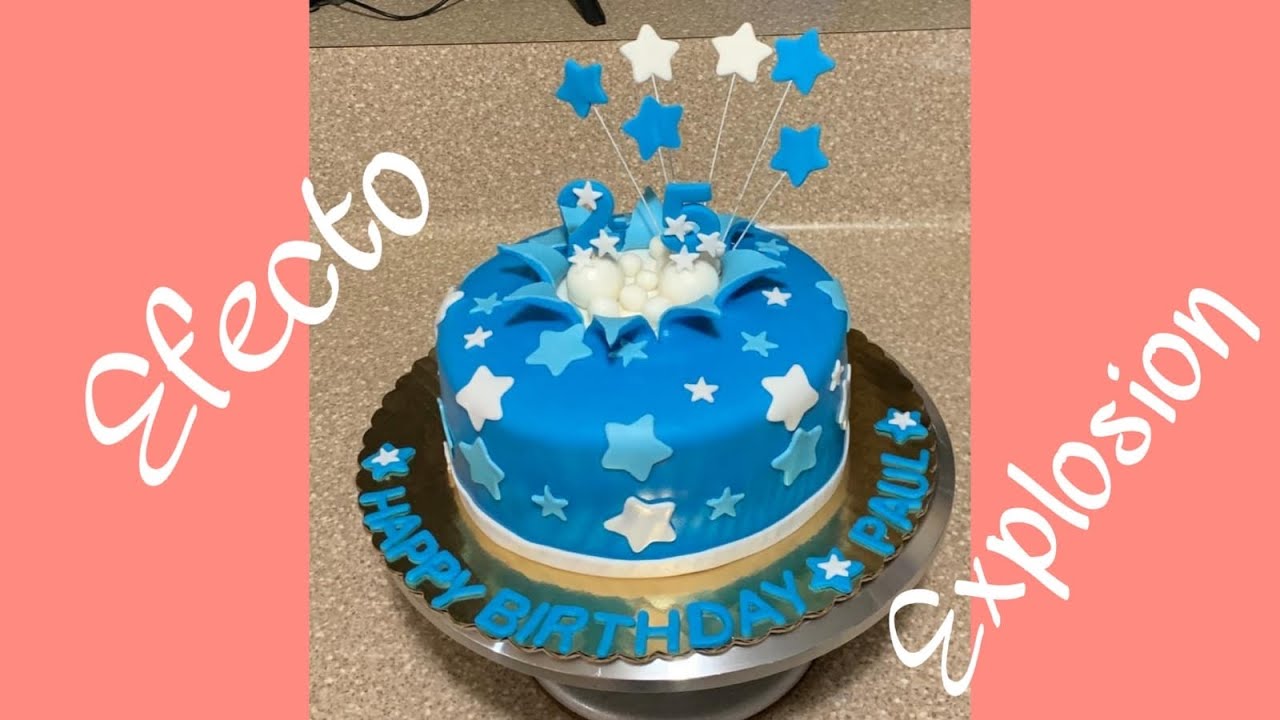 Fondant cake with explosion effect/ pastel de fondant con efecto explosion