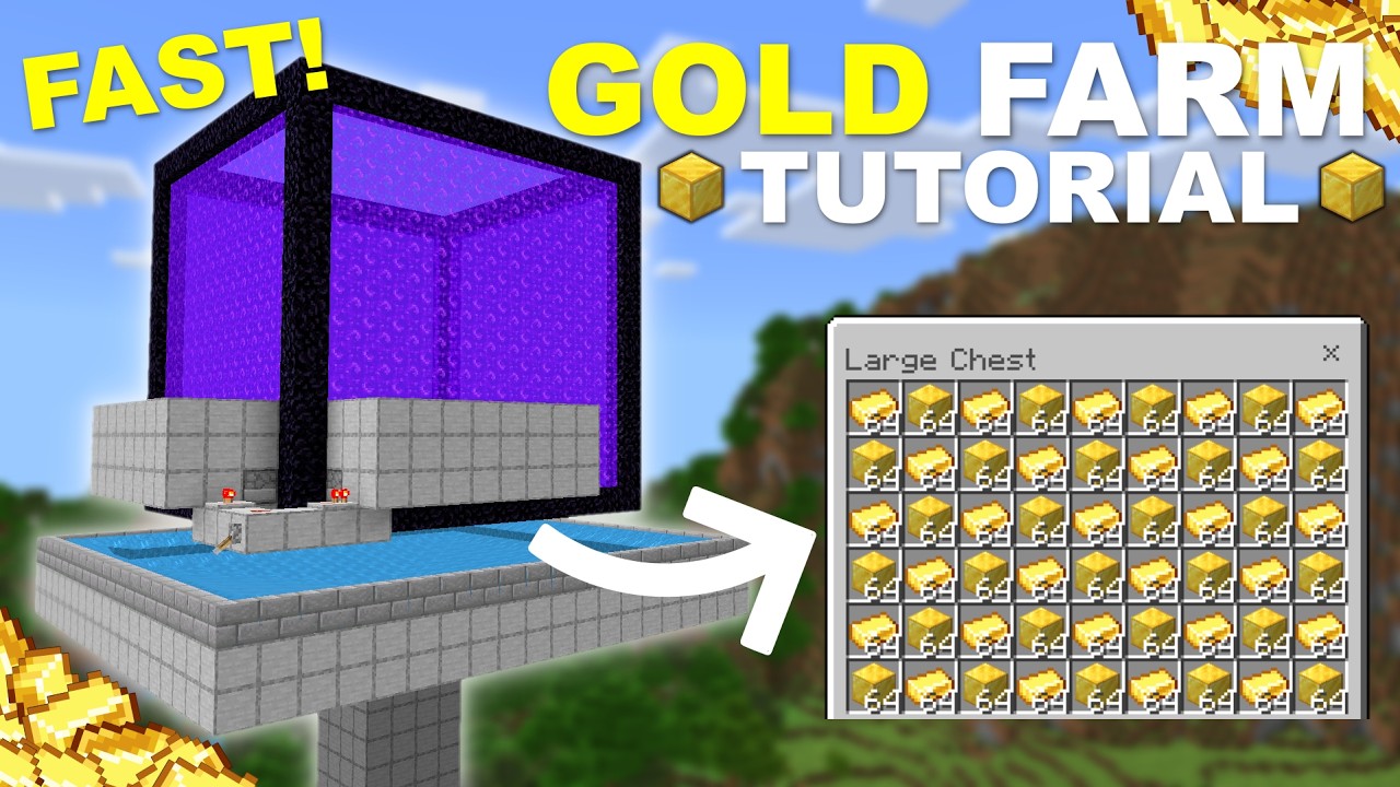 NEW! Giant Gold Farm Tutorial In Minecraft 1.21 Bedrock - YouTube