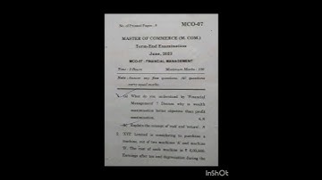 IGNOU M.Com : MCO 07 TEE Exam June 2023 Question Paper