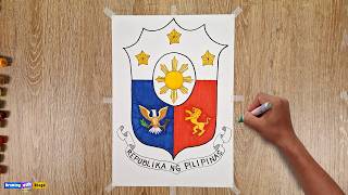 🇵🇭 How to Draw the Philippines Coat of Arms Step by Step ✅