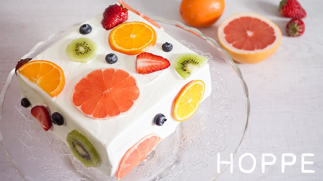 フルーツ断面ケーキ Square Fruit Cake Hoppe Youtube