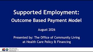 Supported Employment Provider Training - August 25, 2026