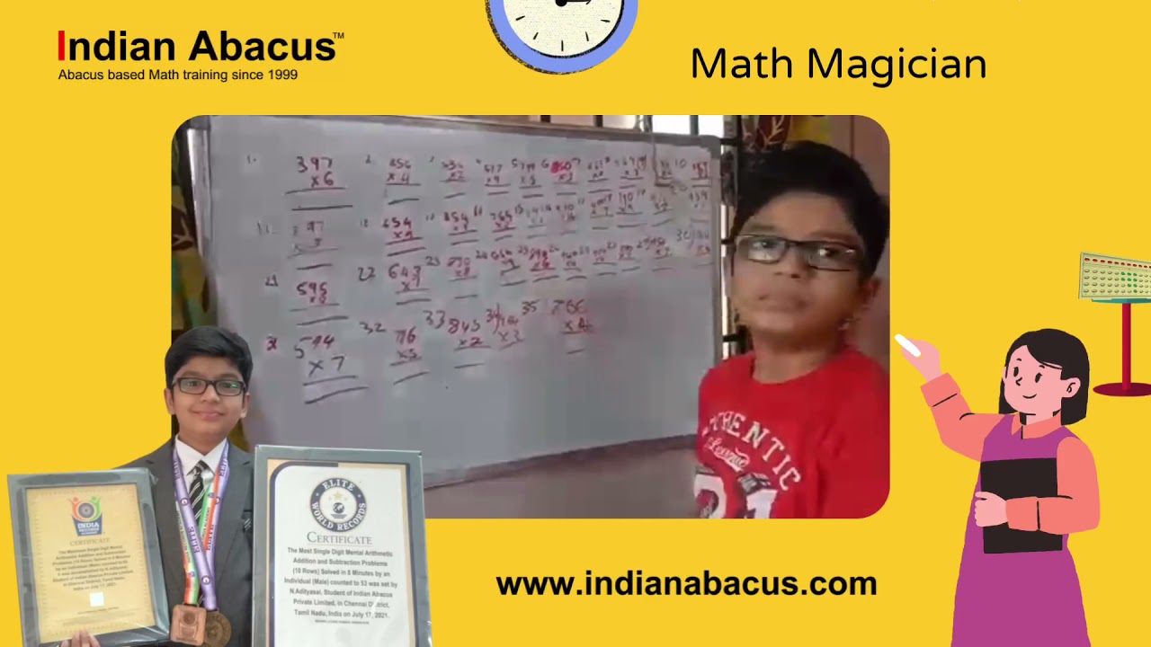 IndianAbacus master Adityasai, Math Magician and Elite World records and India Records Academy