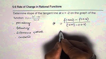 Understand How to Determine Slope of Tangent at a Point on Rational Function