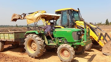 JCB 3dx Backhoe Making Pond and Loading Mud In Swaraj and Johndeere Tractors | Jcb Tractor Cartoon