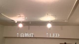 調光器対応LEDと白熱灯の点灯比較