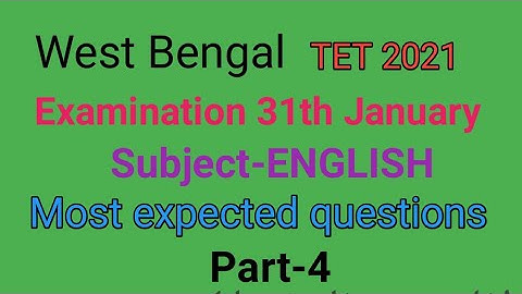 Mock Test of English for WB primary TET 2021 part-4 by Taufique Ansari