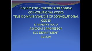 ANALYSIS OF CONVOLUTIONAL CODES