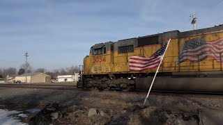 UNION PACIFIC TRAIN MEETS AND HIGH SPEED ACTION UNDER THE DRONE!