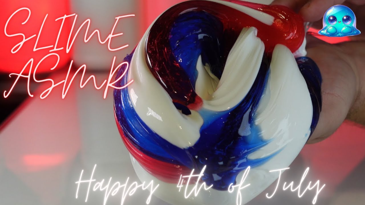Red White Blue Slime ASMR - Smushy Slime | No Talking No Music No