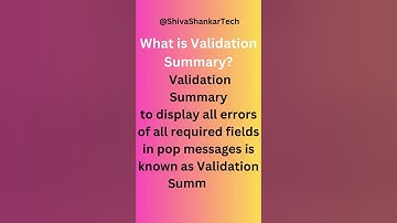 What is Validation Summary in .Net Applications? @ShivaShankraTech @dotnet #technology