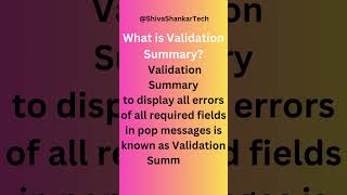 What is Validation Summary in .Net Applications @ShivaShankraTech @dotnet #technology
