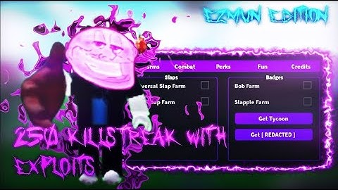 roblox slap battles getting 250 killstreak in a PUBLIC server with EXPLOITS...