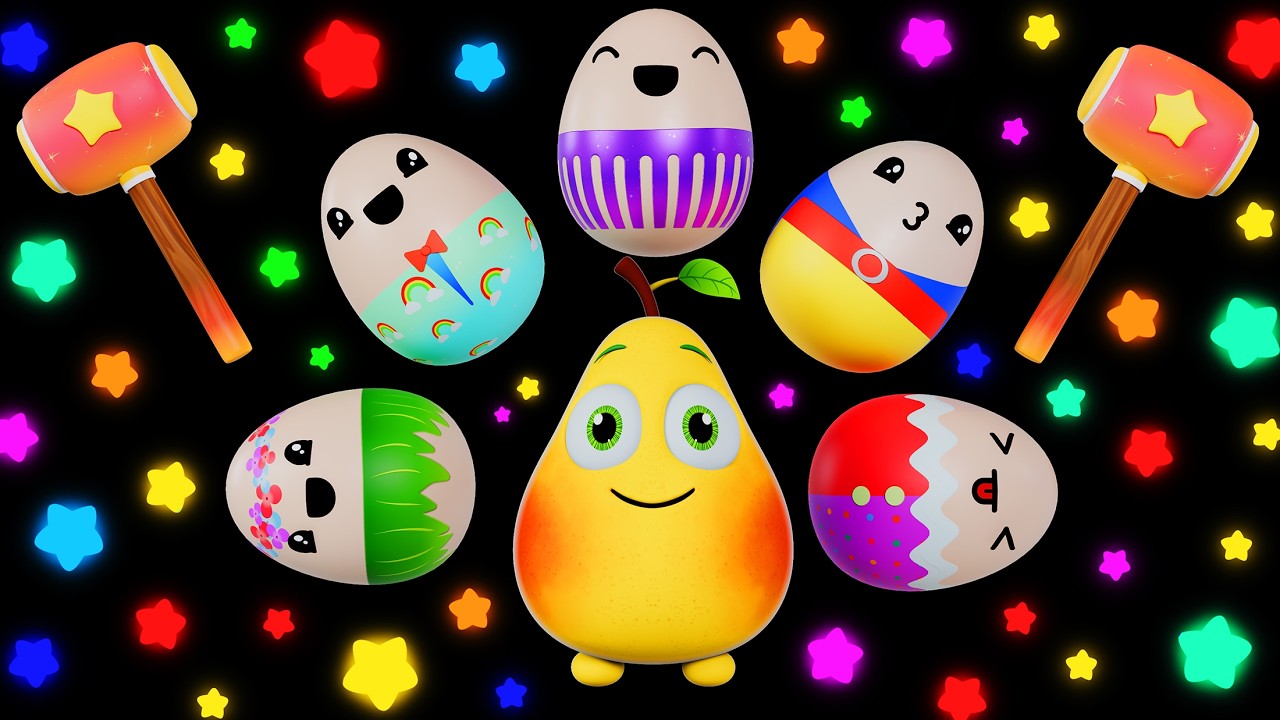Baby Sensory Surprise Eggs | Learn Colors & Numbers | Funky Fruits Fun Animation and Upbeat Music!