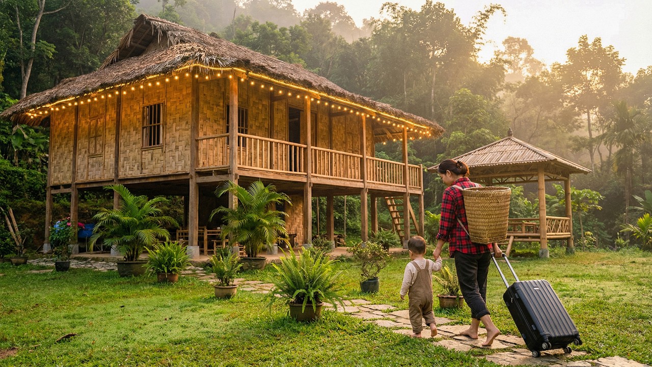 Young Single Mom Rebuilds Strong Bamboo Home After Two Women Destroy Her Small House