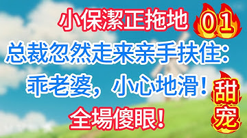 第一集：小保潔正拖地，总裁忽然走来亲手扶住：乖老婆，小心地滑！全場傻眼！#现代言情#甜宠