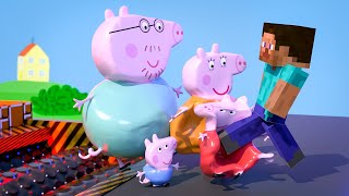 ➤ Peppa Pig Family VS Minecraft Steve! NOT FOR KIDS! 😝