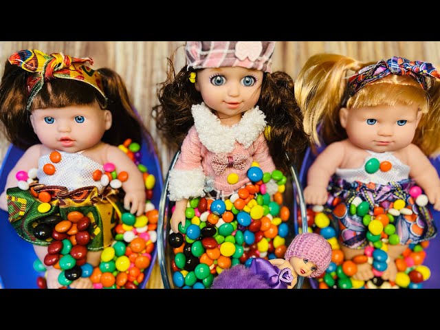 3 Minutes Satisfying Video | Mixing Funny Candy ASMR & Make Up in 3 Bathtubs with Dragon Eggs Slime