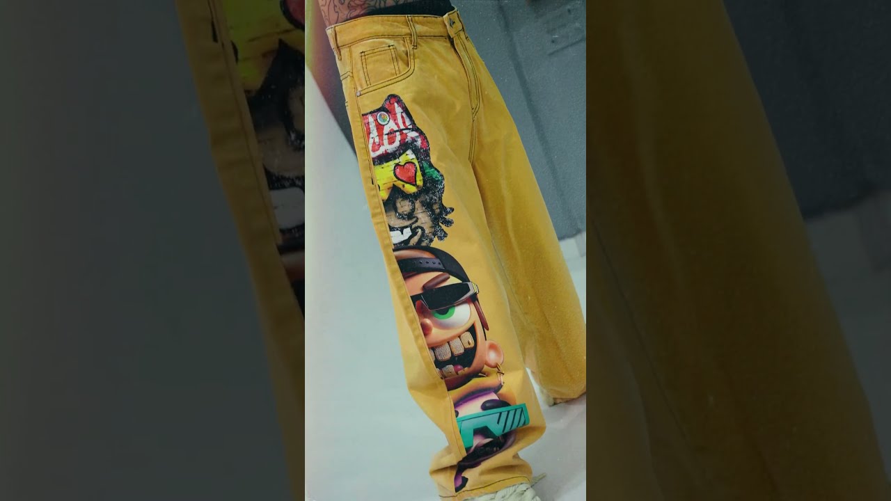 Wearable Art 🎨 Kamz Inkzone Painted Jeans #shorts