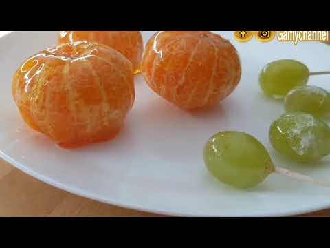 Fruta cristalizada ASMR fácil sin complicaciones para caramelizar uva fresa mandarinas #postres
