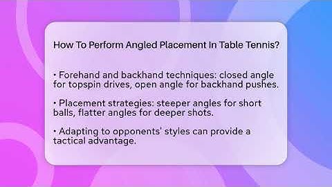 How To Perform Angled Placement In Table Tennis? - Ping Pong Prodigy