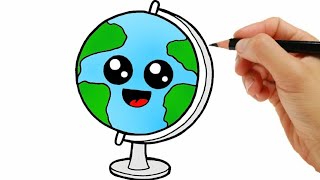 How To Draw Cute Earth 🌎 Drawing For Kids | Colouring page | New Earth Drawing For Kids & Toddlers