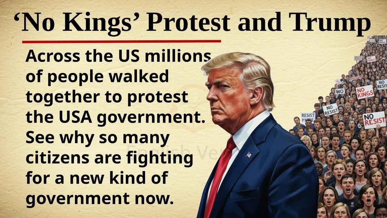 ＂No Kings＂ Protests and Trump ｜｜ 👑🚫 Learn English Through Story Level 2 ｜｜ Graded Reader 🎧