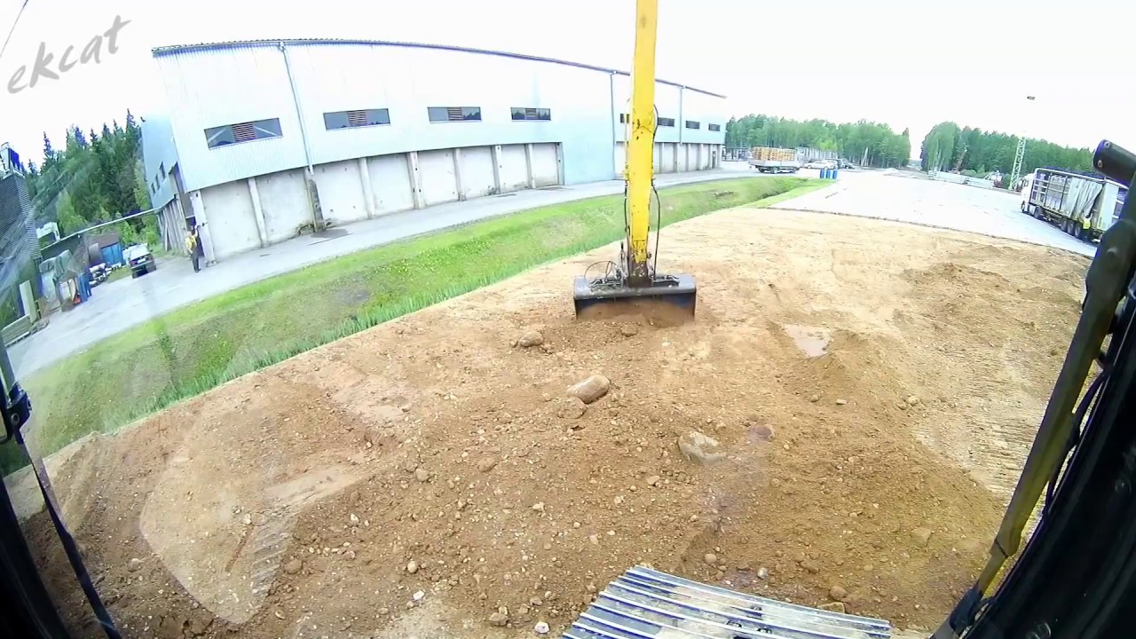 Планировка участка под укладку дорожных плит Длиннорукий экскаватор ...