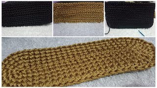 كروشيه قاعده بيضاوى بغرزه السنبله لشنطه بخيط القيطان /Crochet oval base