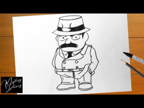 How To Draw Inspector Juzo Megure From Detective Conan 