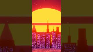 Retro Futuristic City With Big Skyscrapers Near Water Screensaver 4K #short #shorts #youtubeshorts