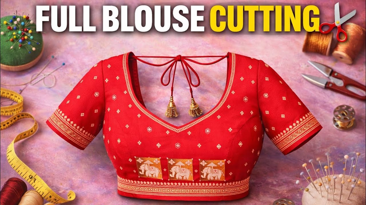 Perfect Fit Full Blouse Cutting✂️ No Mistake Blouse फुल ब्लाउज कटिंग ✂️ सही तरीके से|स्टेप बाय स्टेप