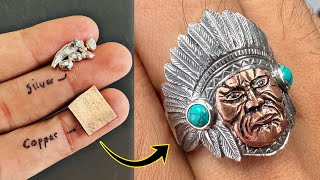 how to make silver ring with an Indian Apache design - making silver and copper jewelry