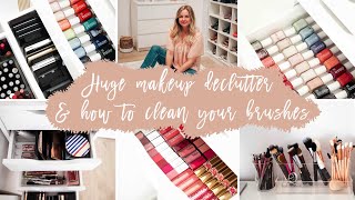 MAKEUP DECLUTTER + HOW I CLEAN MY BRUSHES | Axelle Blanpain