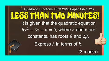 SPM Additional Mathematics 2018 Paper 1 Number 21 - Quadratic Equations and Inequalities