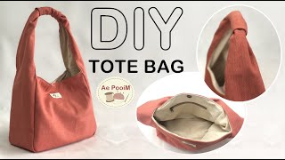 DIY CANVAS TOTE BAG // วิธีทำกระเป๋าผ้าแคนวาสสายผ้าในตัว