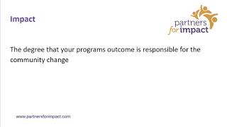 Logic Models 5/6: Outputs, Outcomes and Impact