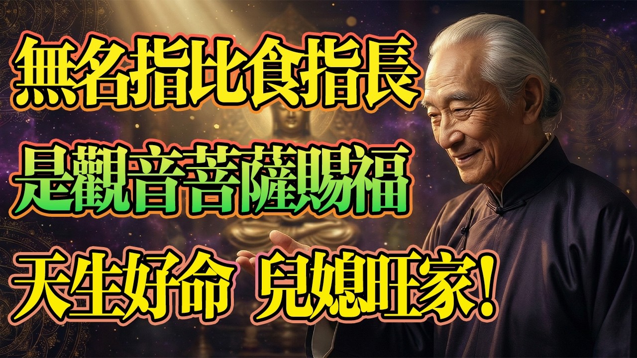 南懷瑾揭示：無名指比食指長，是「觀音菩薩」賜福，天生好命 兒媳旺家！#南懷瑾 #因果報應 #婆媳關係 #手相算命 #修行智慧 #易经 #因果 #心靈暖流 #情感 #養老生活 #命理 #運勢 #晚年生活