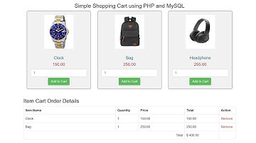 Simple Shopping Cart using PHP and MySQL in Hindi